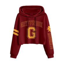 Load image into Gallery viewer, Women&#39;s Harry Potter Gryffindor College Style Cropped Hoodie: Small.