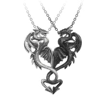 Load image into Gallery viewer, Alchemy Gothic Draconic Tryst Double Pendant Necklace.