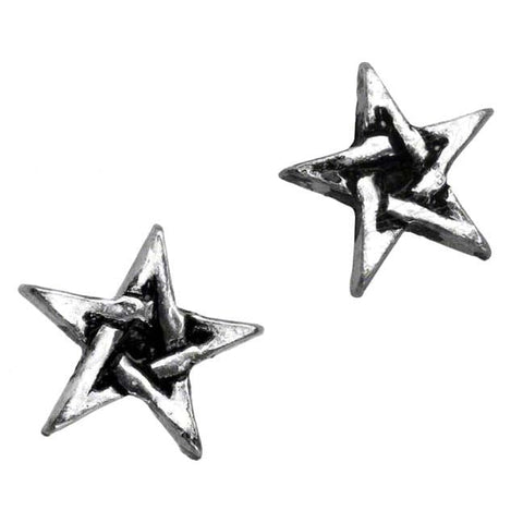 Alchemy Gothic Pentagram Pewter Stud Earrings