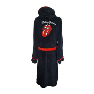 The Rolling Stones Classic Tongue Black Adult Fleece Dressing Gown.