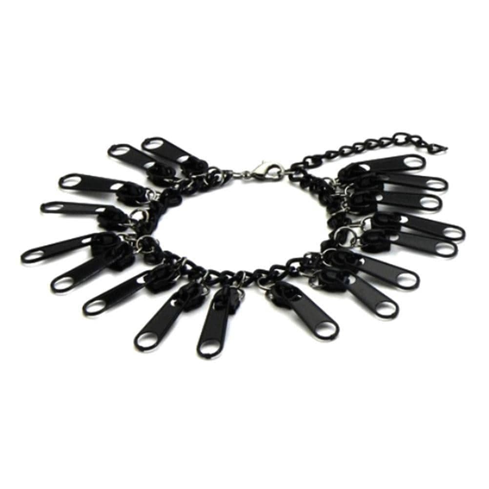 Black Iron Retro Zipper Tab Bracelet.