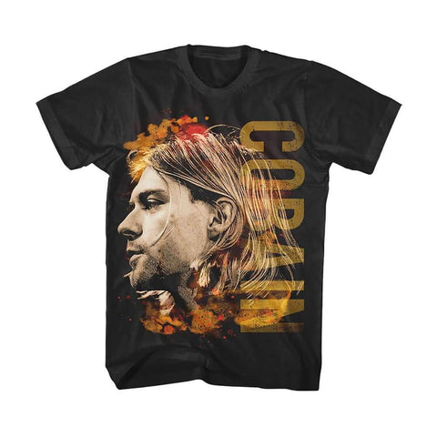 Men's Kurt Cobain Coloured Side View Black Crew Neck T-Shirt.