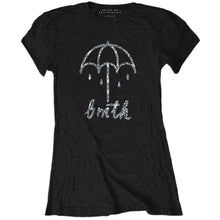 Load image into Gallery viewer, Women&#39;s Bring Me the Horizon Umbrella Black T-Shirt.