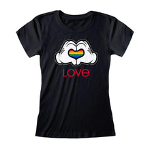 Load image into Gallery viewer, Women&#39;s Disney Mickey Mouse Rainbow Love Fitted T-Shirt.