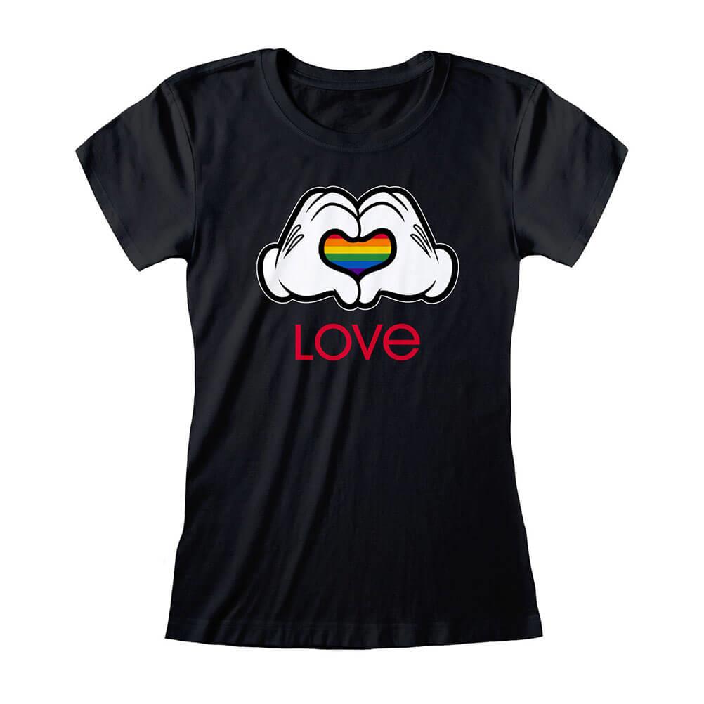 Women's Disney Mickey Mouse Rainbow Love Fitted T-Shirt.