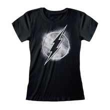 Load image into Gallery viewer, Women&#39;s The Flash Distressed Mono Logo Black Fitted T-Shirt