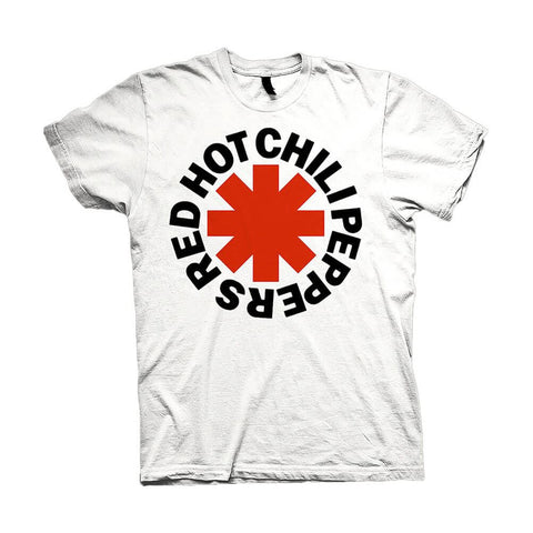 White Red Hot Chili Peppers T-Shirt with Red Asterisk Design