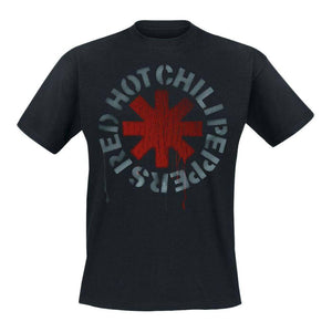 Red Hot Chili Peppers Stencil Logo Black T-Shirt: Large.