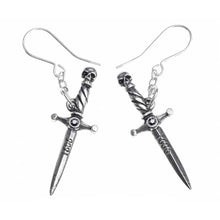 Load image into Gallery viewer, Alchemy Gothic Hand of Macbeth Pewter Drop Earrings.