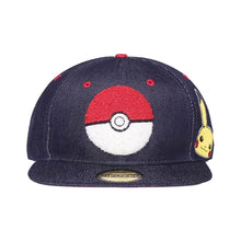 Load image into Gallery viewer, Pokemon Poke Ball Denim Snapback Cap.