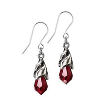Load image into Gallery viewer, Alchemy Gothic Empyrean Red Tear Pewter Dropper Earrings.