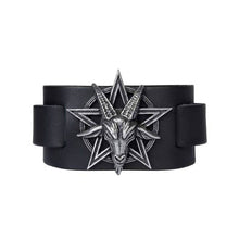 Load image into Gallery viewer, Alchemy Gothic Baphomet Black Wriststrap.
