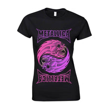 Load image into Gallery viewer, Women&#39;s Metallica Colourful Yin Yang Black Fitted T-Shirt.