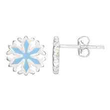 Load image into Gallery viewer, Disney Frozen Snowflakes Silver Plated Stud Earrings.