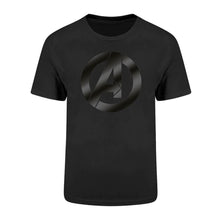 Load image into Gallery viewer, Marvel Avengers Foil Logo Black Crew Neck T-Shirt.