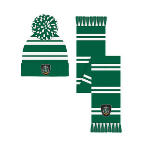 Harry Potter Slytherin Crest Bobble Hat and Scarf.