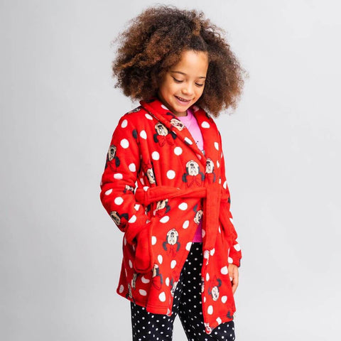 Children's Disney Minnie Mouse Red Coral Fleece Dressing Gown