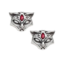 Load image into Gallery viewer, Alchemy Gothic Sacred Cat Pewter Stud Earrings.