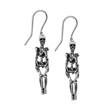 Load image into Gallery viewer, Alchemy Gothic Skeleton Pewter Drop Earrings