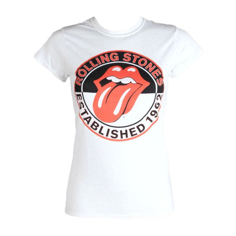 Women's The Rolling Stones Est 1962 White Fitted T-Shirt.