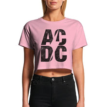 Load image into Gallery viewer, Women&#39;s AC/DC Logo Cropped Pink T-Shirt
