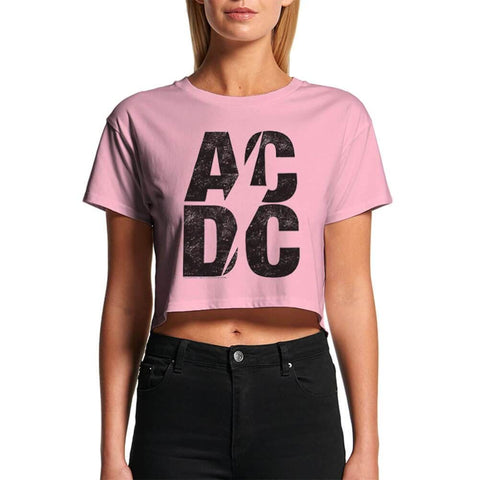 Women's AC/DC Logo Cropped Pink T-Shirt