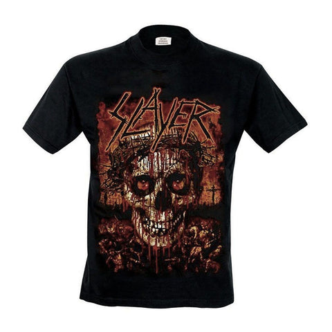 Slayer Crowned Skull Logo Black Crew Neck T-Shirt