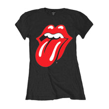 Load image into Gallery viewer, Women&#39;s The Rolling Stones Classic Tongue Logo Black T-Shirt.