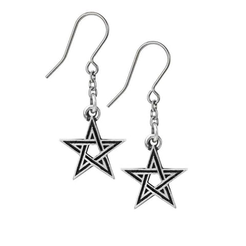 Alchemy Gothic Black Star Pewter Earrings.