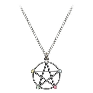 Alchemy Gothic Wiccan Elemental Pentacle Pewter Pendant.