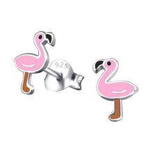 Load image into Gallery viewer, Children&#39;s Sterling Silver Flamingo Stud Earrings.
