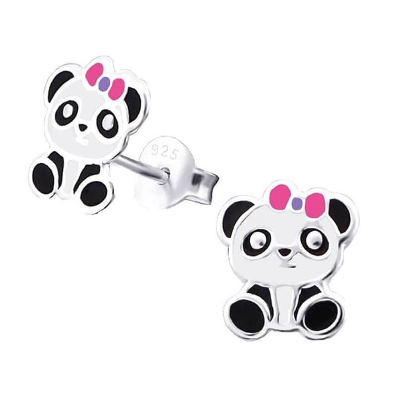 Children's Sterling Silver Panda Stud Earrings.