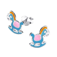 Load image into Gallery viewer, Children&#39;s Sterling Silver Rocking Horse Stud Earrings.