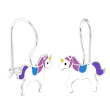 Load image into Gallery viewer, Children&#39;s Sterling Silver Unicorn Drop Earrings.