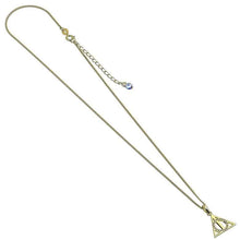 Load image into Gallery viewer, Deathly Hallows Gold Plated Sterling Silver Necklace with Crystals.