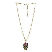 Load image into Gallery viewer, Funky Bejewelled Skull Tin Alloy Pendant.