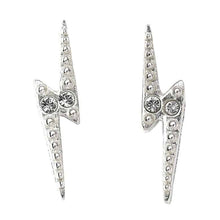 Load image into Gallery viewer, Harry Potter Sterling Silver Lightning Bolt Stud Earrings with Crystals.