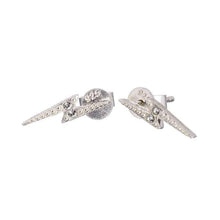 Load image into Gallery viewer, Harry Potter Sterling Silver Lightning Bolt Stud Earrings with Crystals.