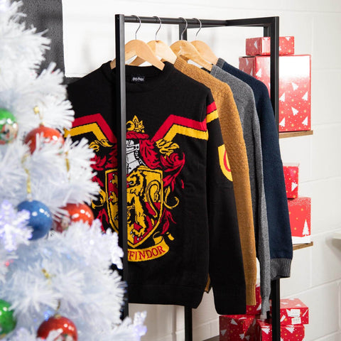 Harry Potter Gryffindor Crest Knitted Christmas Jumper with Tree & Gifts