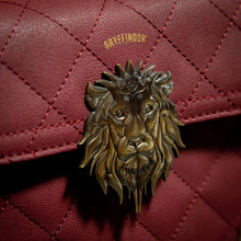 Load image into Gallery viewer, Metal Gryffindor Lion Crest Detailing on the Gryffindor Trunk Bag 
