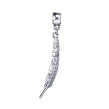 Load image into Gallery viewer, Harry Potter Silver Plated Feather Quill Slider Charm.