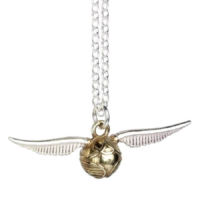 Harry Potter Sterling Silver Golden Snitch Charm Necklace.