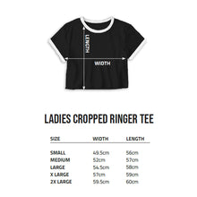 Load image into Gallery viewer, Ladies Cropped Ring Tee Size Guide