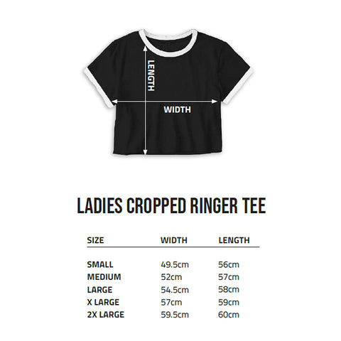 Ladies Cropped Ring Tee Size Guide
