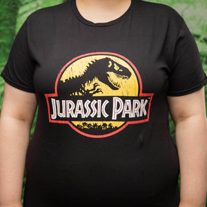 Jurassic Park Distressed Original Logo Black T-Shirt.