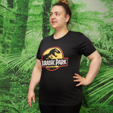 Load image into Gallery viewer, Jurassic Park Distressed Original Logo Black T-Shirt.