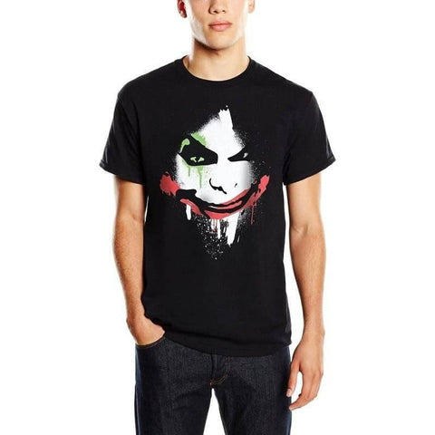DC Comics Batman Arkham City Halloween Joker Face Black T-Shirt.