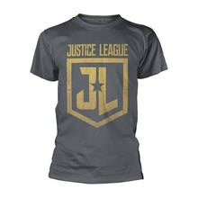 Load image into Gallery viewer, Men&#39;s Justice League Classic Shield Grey T-Shirt.