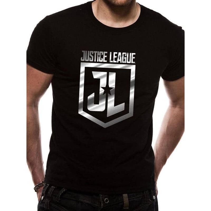Men's Justice League Foil Logo T-Shirt.