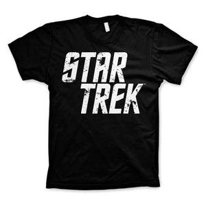 Men's Star Trek Distressed Logo Black T-Shirt.